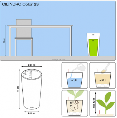 Кашпо CILINDRO COLOR (Цилиндро Колор) 23 серый - Кашпо CILINDRO COLOR (Цилиндро Колор) 23 серый