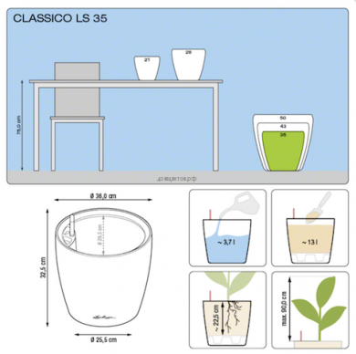 Кашпо CLASSICO (Классико) 35 LS Белое с системой полива и съемным - Кашпо CLASSICO (Классико) 35 LS Белое с системой полива и съемным