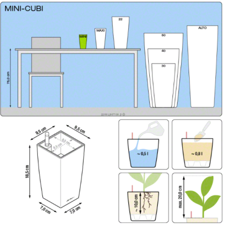 Кашпо MINI CUBI (Мини-Куби) 9*9*18 см Белое