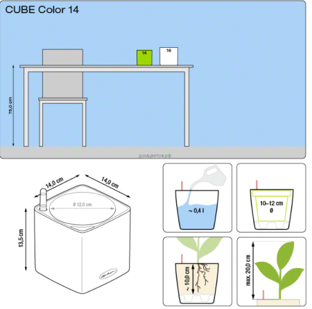 Кашпо CUBE COLOR (Кьюб)  14 Лайм с системой полива