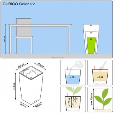 Кашпо Cubico Color (Кубико Колор) 22 Мускатное. все-в-одном - Кашпо Cubico Color (Кубико Колор) 22 Мускатное. все-в-одном