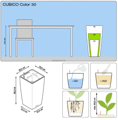 Кашпо Cubico Color (Кубико Колор) 30 Серое все-в-одном - Кашпо Cubico Color (Кубико Колор) 30 Серое все-в-одном