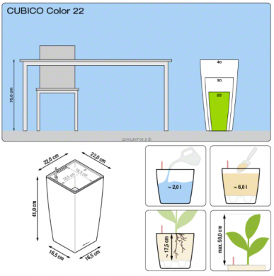 Кашпо Cubico Color (Кубико Колор) 22 Белое все-в-одном - Кашпо Cubico Color (Кубико Колор) 22 Белое все-в-одном