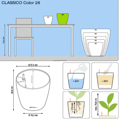 Кашпо Classico Color (Классико Колор) 28 Серое все-в-одном - Кашпо Classico Color (Классико Колор) 28 Серое все-в-одном