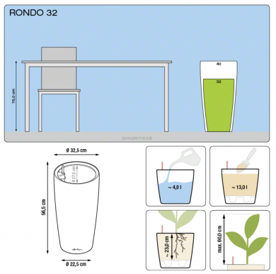 Кашпо Rondo (Рондо) 32 Черное с системой полива - Кашпо Rondo (Рондо) 32 Черное с системой полива