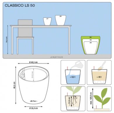 Кашпо CLASSICO (Классико) 50 LS Черное с системой полива и съемным - Кашпо CLASSICO (Классико) 50 LS Черное с системой полива и съемным