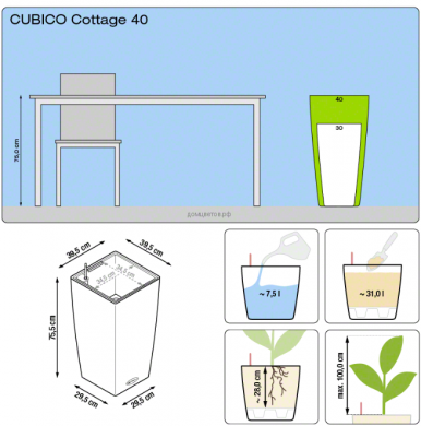 Кашпо Cubico Cottage (Кьюб Коттедж) 40 Мокко с системой полива - Кашпо Cubico Cottage (Кьюб Коттедж) 40 Мокко с системой полива