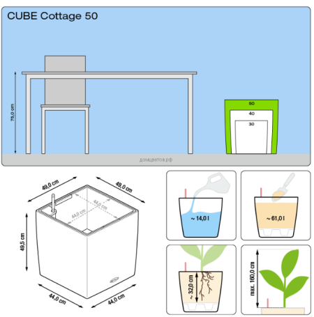 Кашпо Cube Cottage (Кьюб Коттедж) 50 Мокко с системой полива
