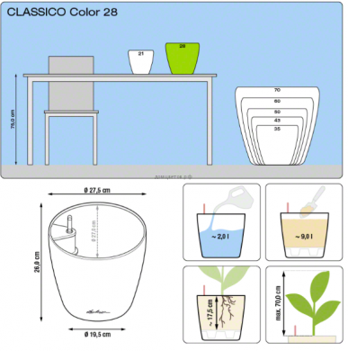 Кашпо Classico Color (Классико Колор) 28 Белое все-в-одном - Кашпо Classico Color (Классико Колор) 28 Белое все-в-одном