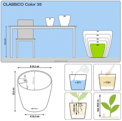 Кашпо Classico Color (Классико Колор) 35 Серое все-в-одном - Кашпо Classico Color (Классико Колор) 35 Серое все-в-одном