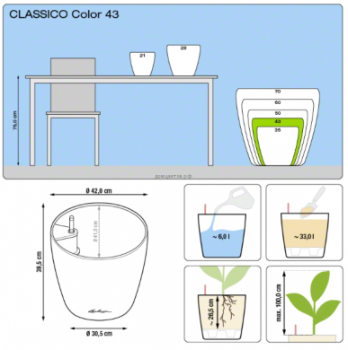 Кашпо Classico Color (Классико Колор) 43 Белое все-в-одном - Кашпо Classico Color (Классико Колор) 43 Белое все-в-одном