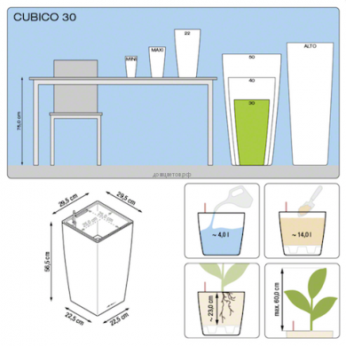 Кашпо Cubico (Кубико) 30 Белое с системой полива - Кашпо Cubico (Кубико) 30 Белое с системой полива