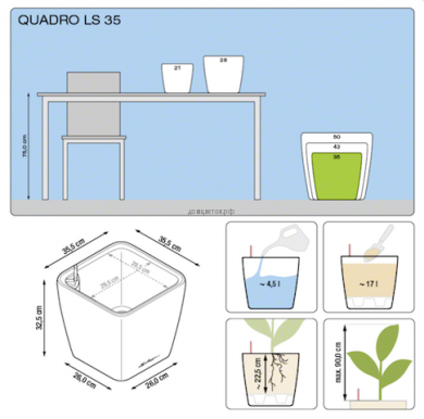 Кашпо Quadro (Квадро) 35 LS Серо-Коричневое с системой полива и съемным - Кашпо Quadro (Квадро) 35 LS Серо-Коричневое с системой полива и съемным