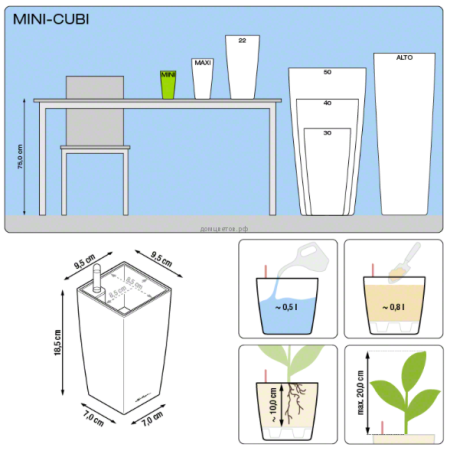 Кашпо MINI CUBI (Мини-Куби) 9*9*18 см Красн.