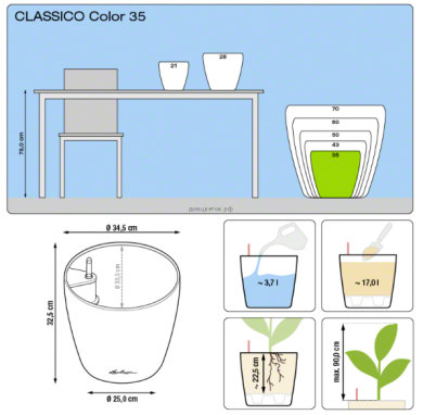 Кашпо Classico Color (Классико Колор) 35 Белое все-в-одном - Кашпо Classico Color (Классико Колор) 35 Белое все-в-одном