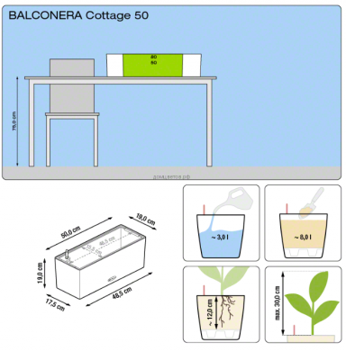 Кашпо Balconera Cottage (Балконера Коттедж) 50 Гранитное с системой полива - Кашпо Balconera Cottage (Балконера Коттедж) 50 Гранитное с системой полива