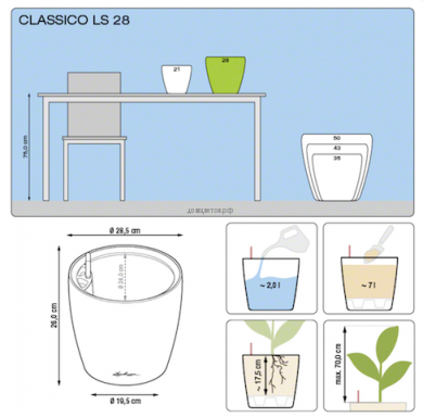 Кашпо CLASSICO (Классико) 28 LS Серо-коричневое с системой полива и съемным - Кашпо CLASSICO (Классико) 28 LS Серо-коричневое с системой полива и съемным