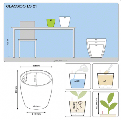 Кашпо CLASSICO (Классико) 21 LS Кофе с системой полива и съемным - Кашпо CLASSICO (Классико) 21 LS Кофе с системой полива и съемным