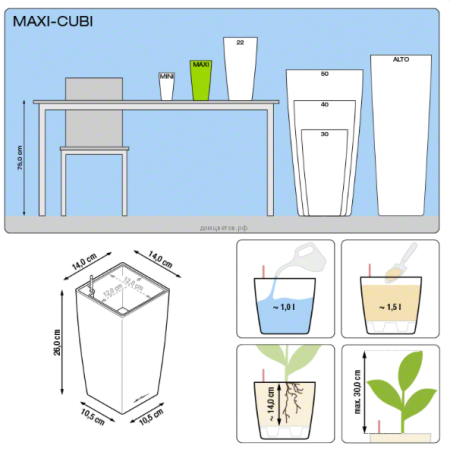 Кашпо MAXI CUBI (Макси-Куби) 14*14*26 см Серо-коричневое