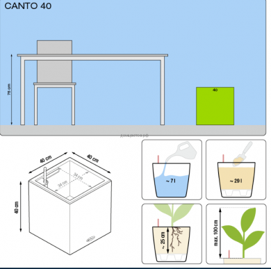 Кашпо CANTO COLOR (Канто Колор)40 куб. Серый - Кашпо CANTO COLOR (Канто Колор)40 куб. Серый