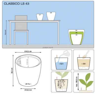 Кашпо CLASSICO (Классико) 43 LS Кофе с системой полива и съемным - Кашпо CLASSICO (Классико) 43 LS Кофе с системой полива и съемным