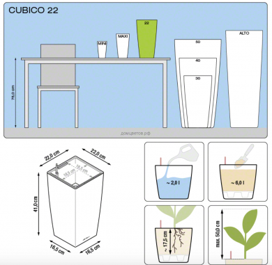 Кашпо Cubico (Кубико) 22 Кофе с системой полива - Кашпо Cubico (Кубико) 22 Кофе с системой полива