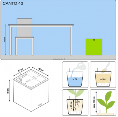 Кашпо CANTO COLOR (Канто Колор) 40 куб. Графит - Кашпо CANTO COLOR (Канто Колор) 40 куб. Графит