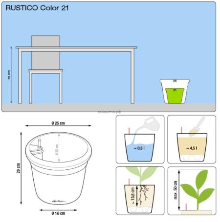 Кашпо RUSTICO color (Рустико Колор) 21 серый с системой автополива