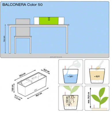 Кашпо Balconera Color (Балконера Колор) 50 Мускатное с системой полива - Кашпо Balconera Color (Балконера Колор) 50 Мускатное с системой полива