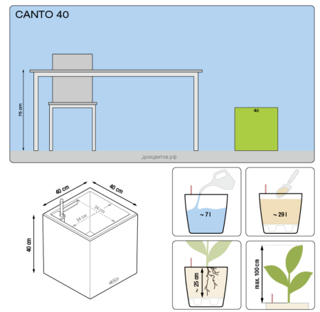 Кашпо Canto (Канто) 40 куб. Черный