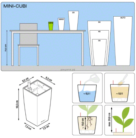 Кашпо MINI CUBI (Мини-Куби) 9*9*18 см Серо-коричневое