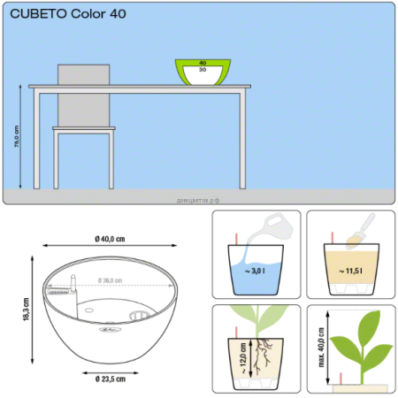 Кашпо CUBETO COLOR (Кубето Колор) 40 черный