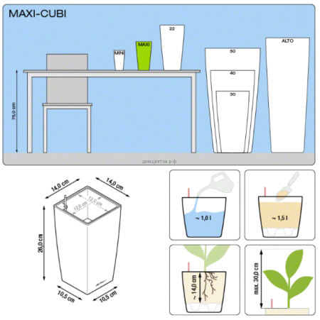 Кашпо MAXI CUBI (Макси-Куби) 14*14*26 см Кофе