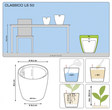 Кашпо CLASSICO (Классико) 50 LS кофе с системой полива и съемным - Кашпо CLASSICO (Классико) 50 LS кофе с системой полива и съемным