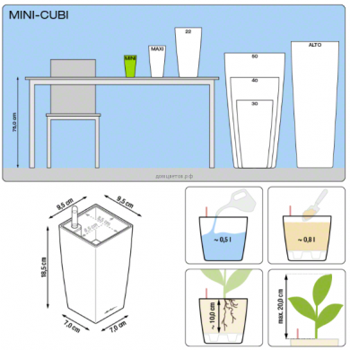 Кашпо MINI CUBI (Мини-Куби) 9*9*18 см Антрацит - Кашпо MINI CUBI (Мини-Куби) 9*9*18 см Антрацит